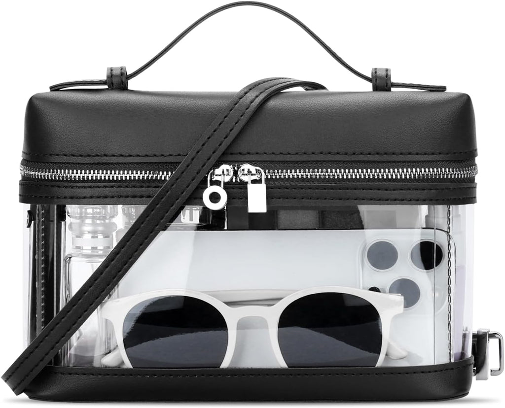 Clear Crossbody Bag for Women Stadium Approved - Vegan Leather 