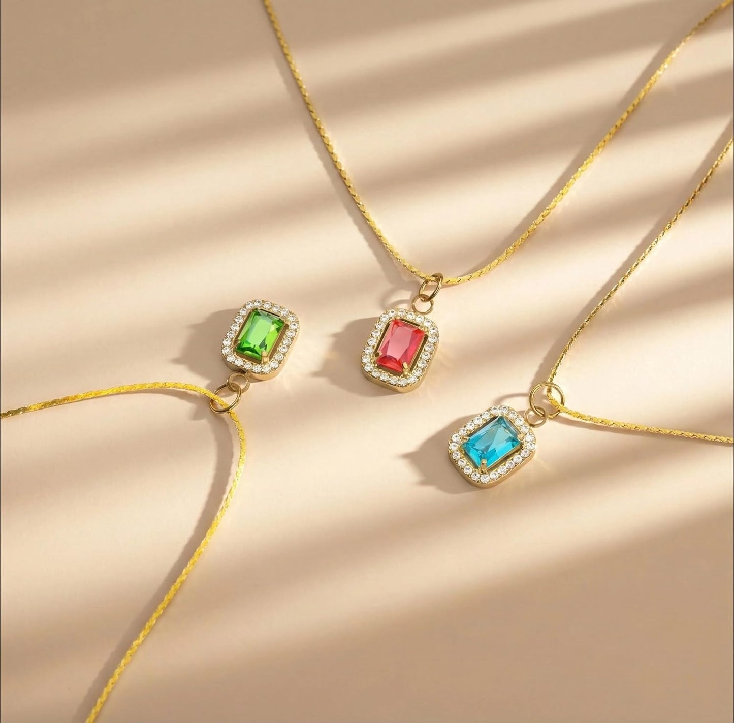 Birthstone Necklaces for Women, 18K Gold Plated Necklaces Dainty CZ Pendant 