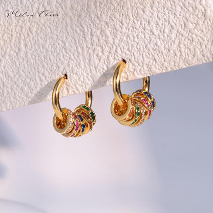 Milan Chiva 14K Gold Plated Small Huggie Dangle Earrings