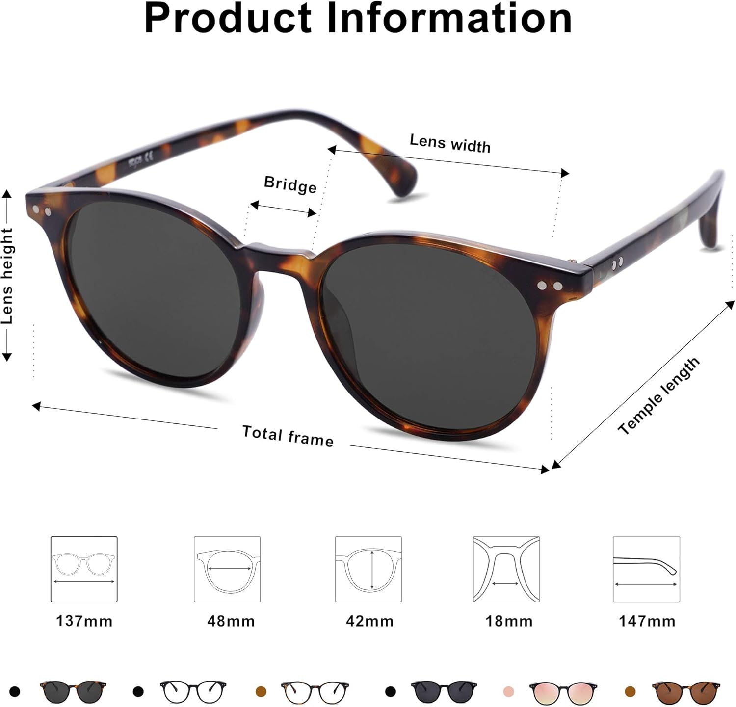 Small round Classic Polarized Sunglasses for Women Men Vintage Style UV400 Lens