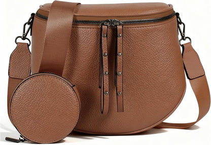 Elevate Your Style with the MOETYANG Large Vegan Leather Crossbody Bag for Women - Complete with Coin Purse in Chic Chocolate Brown