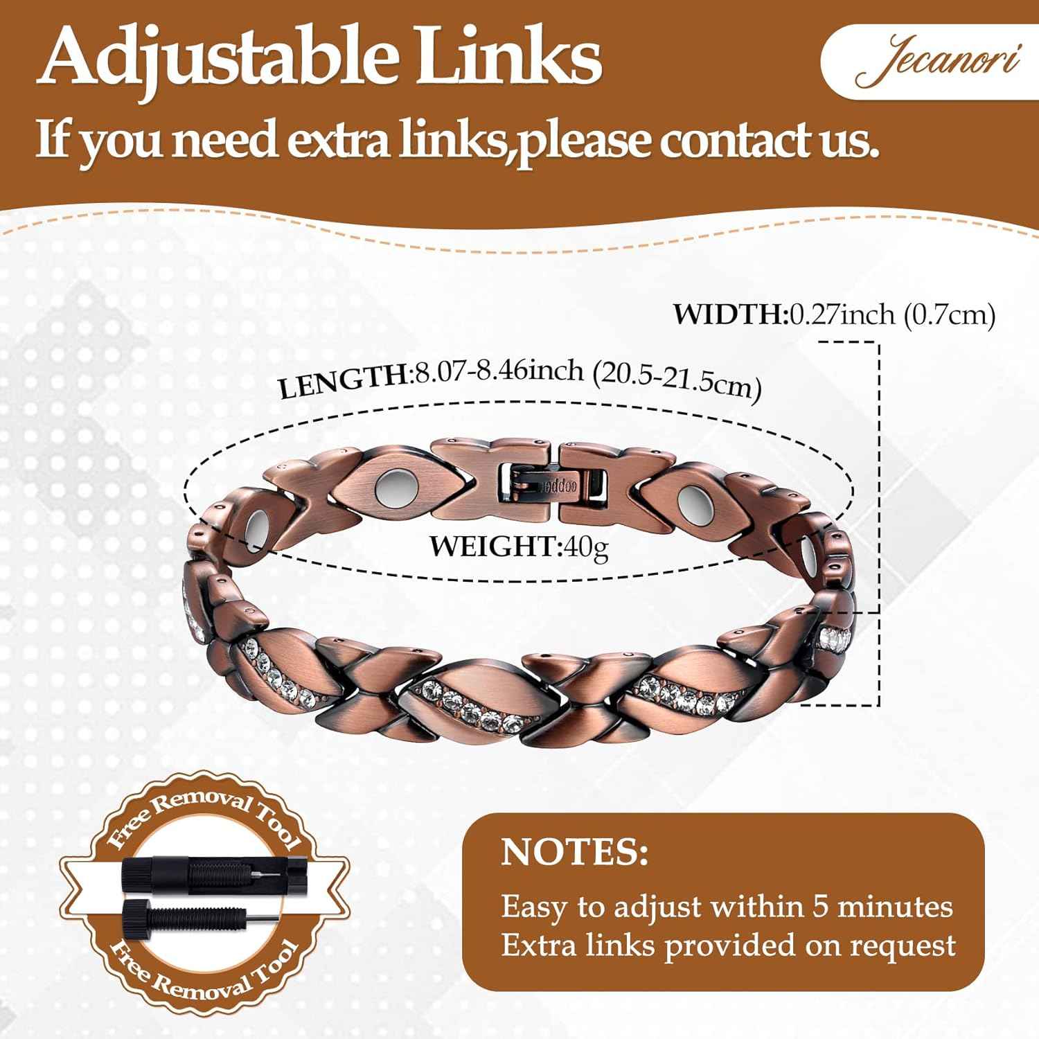 Jecanori Pure Copper Ultra Magnetic Bracelet