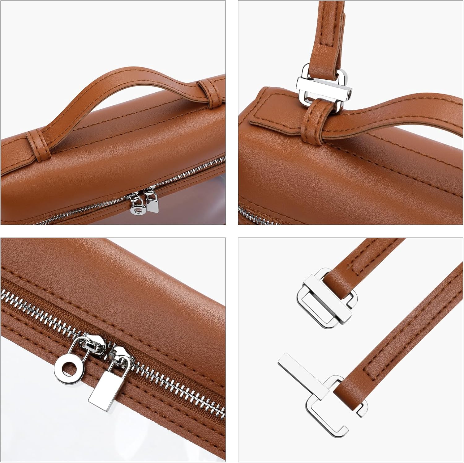 Clear Crossbody Bag for Women Stadium Approved - Vegan Leather 