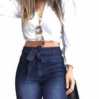 Women's High Waisted Flare Bell Bottom Jeans with Belt