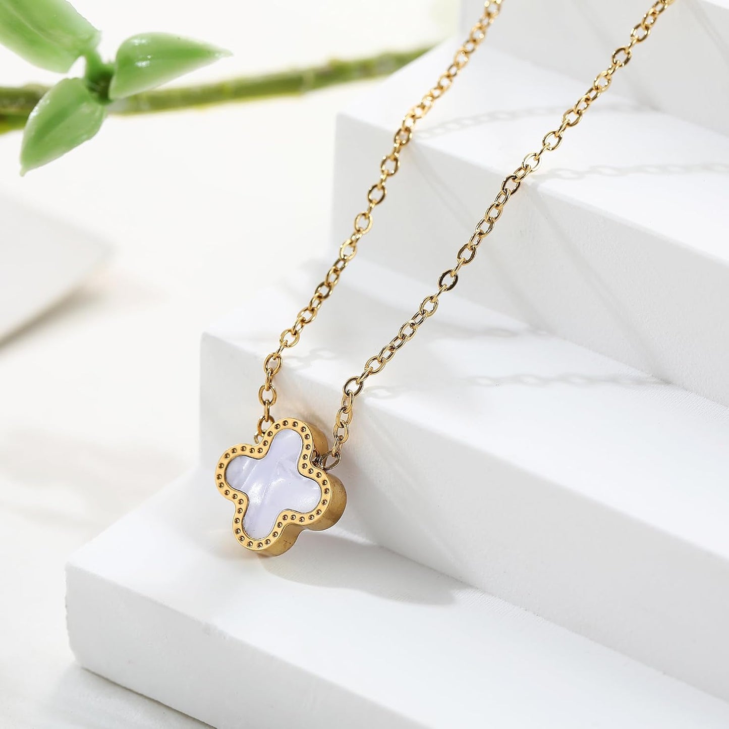 Enchanting TICVRSS Lucky Clover Jewelry Set: 18K Gold Plated Bracelet, Necklace, and Earrings for Women - Perfect Gift for Any Occasion