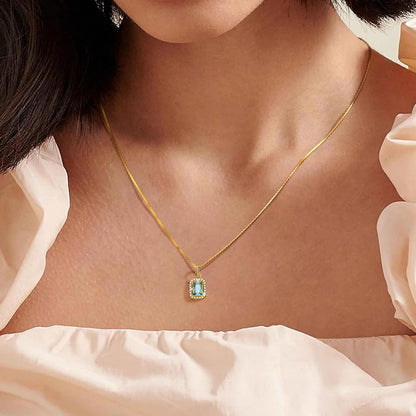 Birthstone Necklaces for Women, 18K Gold Plated Necklaces Dainty CZ Pendant 