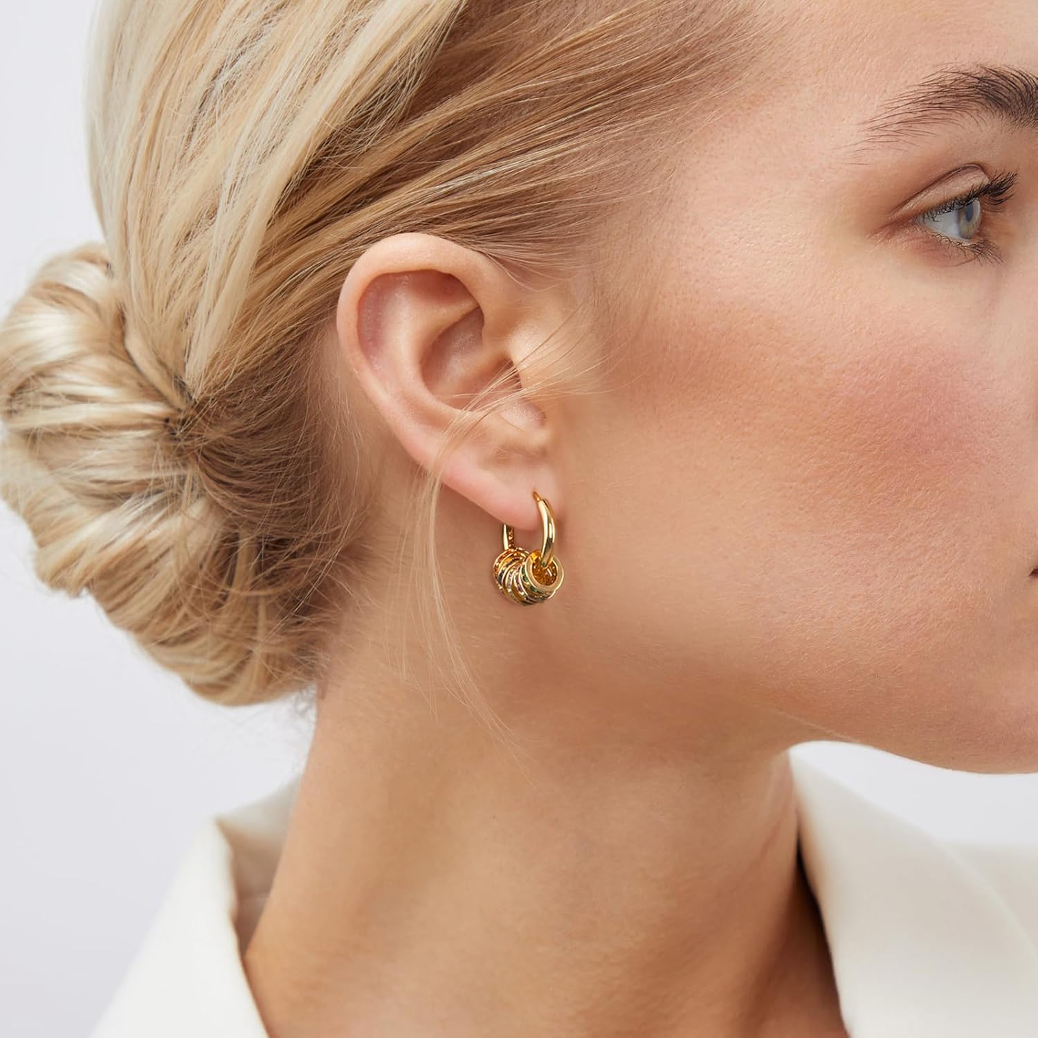 Milan Chiva 14K Gold Plated Small Huggie Dangle Earrings