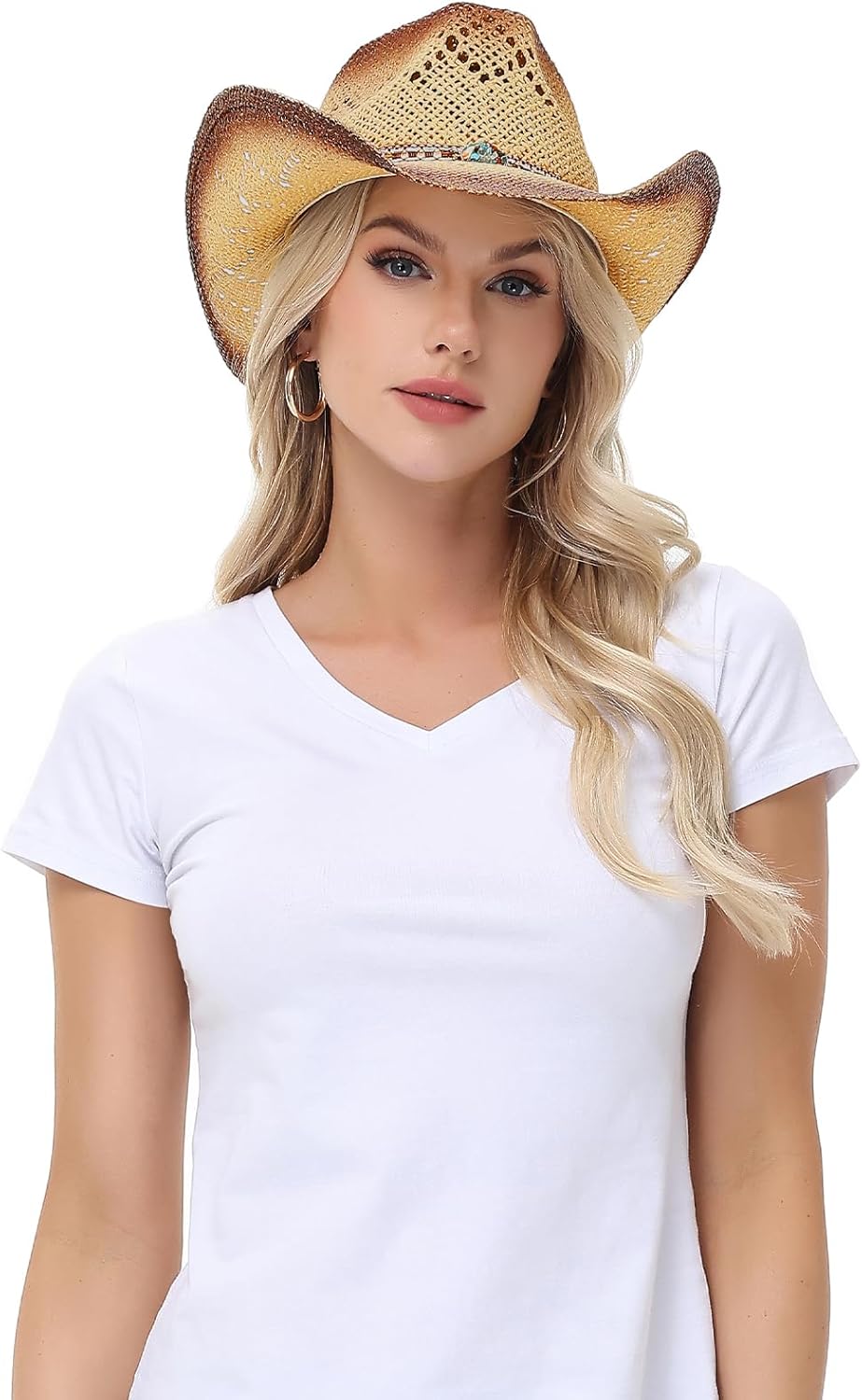 Stylish Shapeable Brim Cowboy Hat for Women and Men - Tawny & Coffee Color, Perfect for Any Western Adventure
