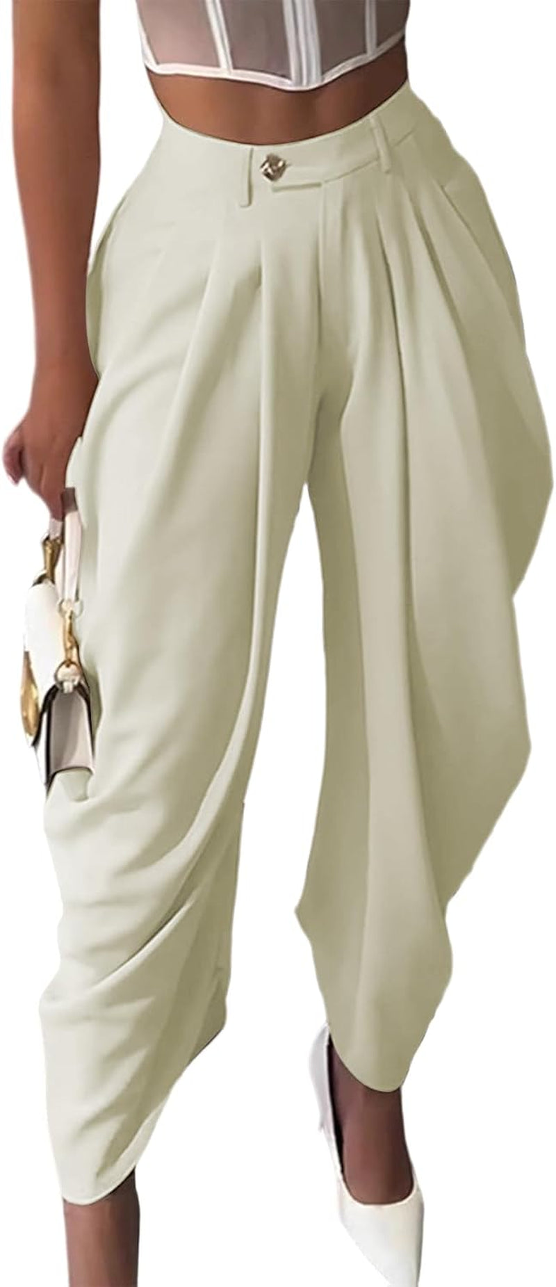 Women's High Waisted Wide Leg Dress Palazzo Pants 