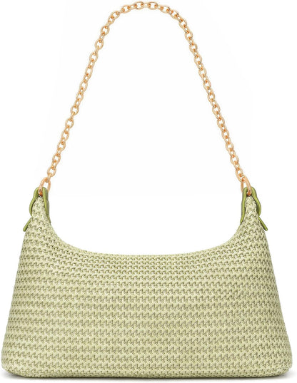 Stylish Crochet Straw Boho Shoulder Beach Bag for Effortless Summer Vibes