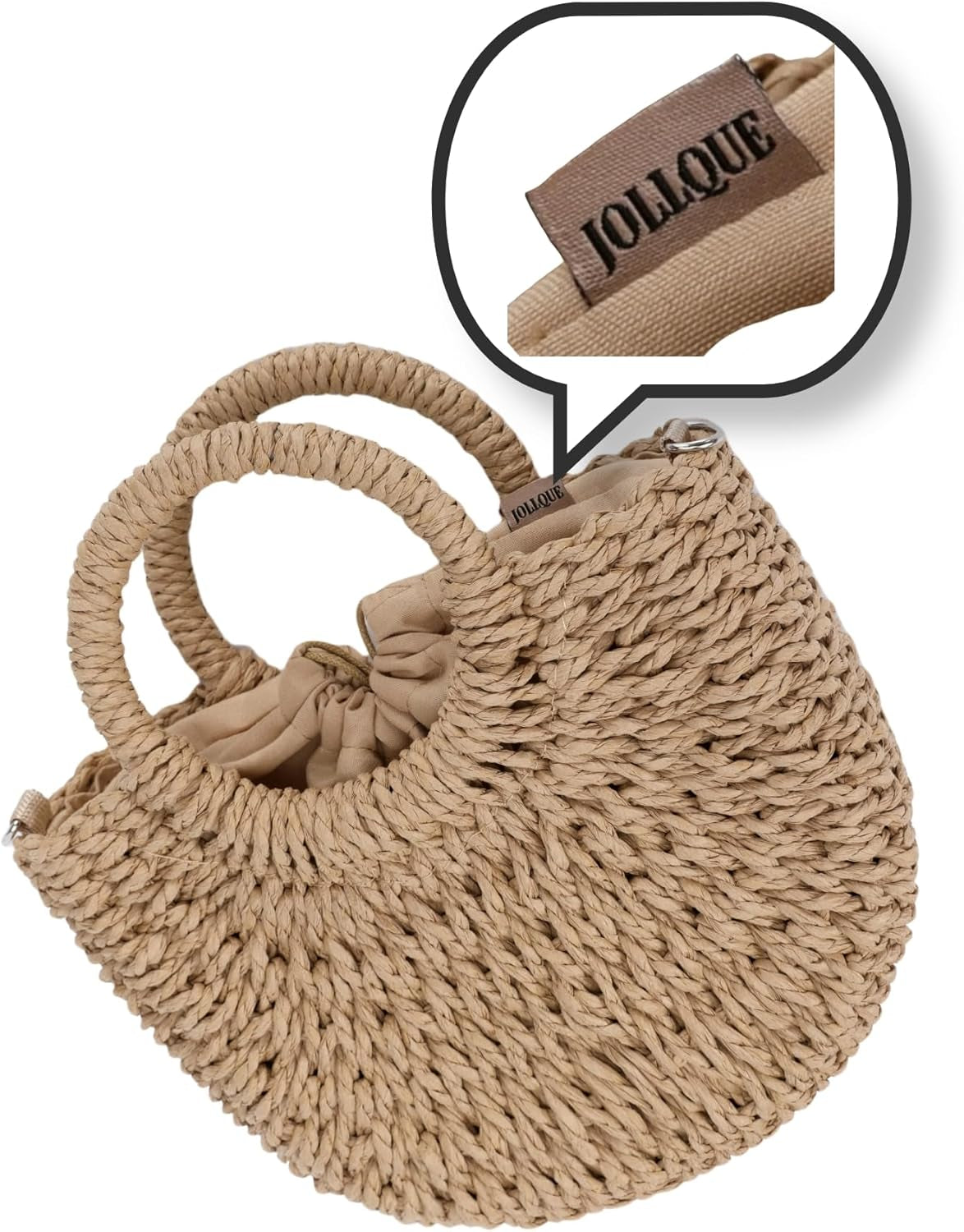 Chic JOLLQUE Straw Beach Bag - Stylish Mini Crochet Crossbody Purse for Women