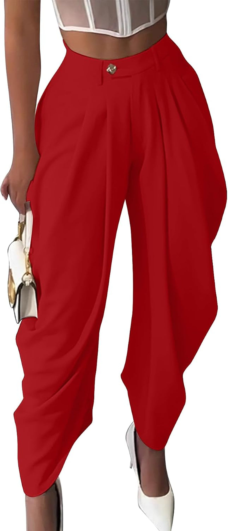 Women's High Waisted Wide Leg Dress Palazzo Pants 