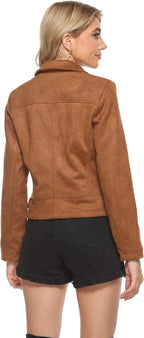 Tanming Women's Faux Moto Biker Short Coat 