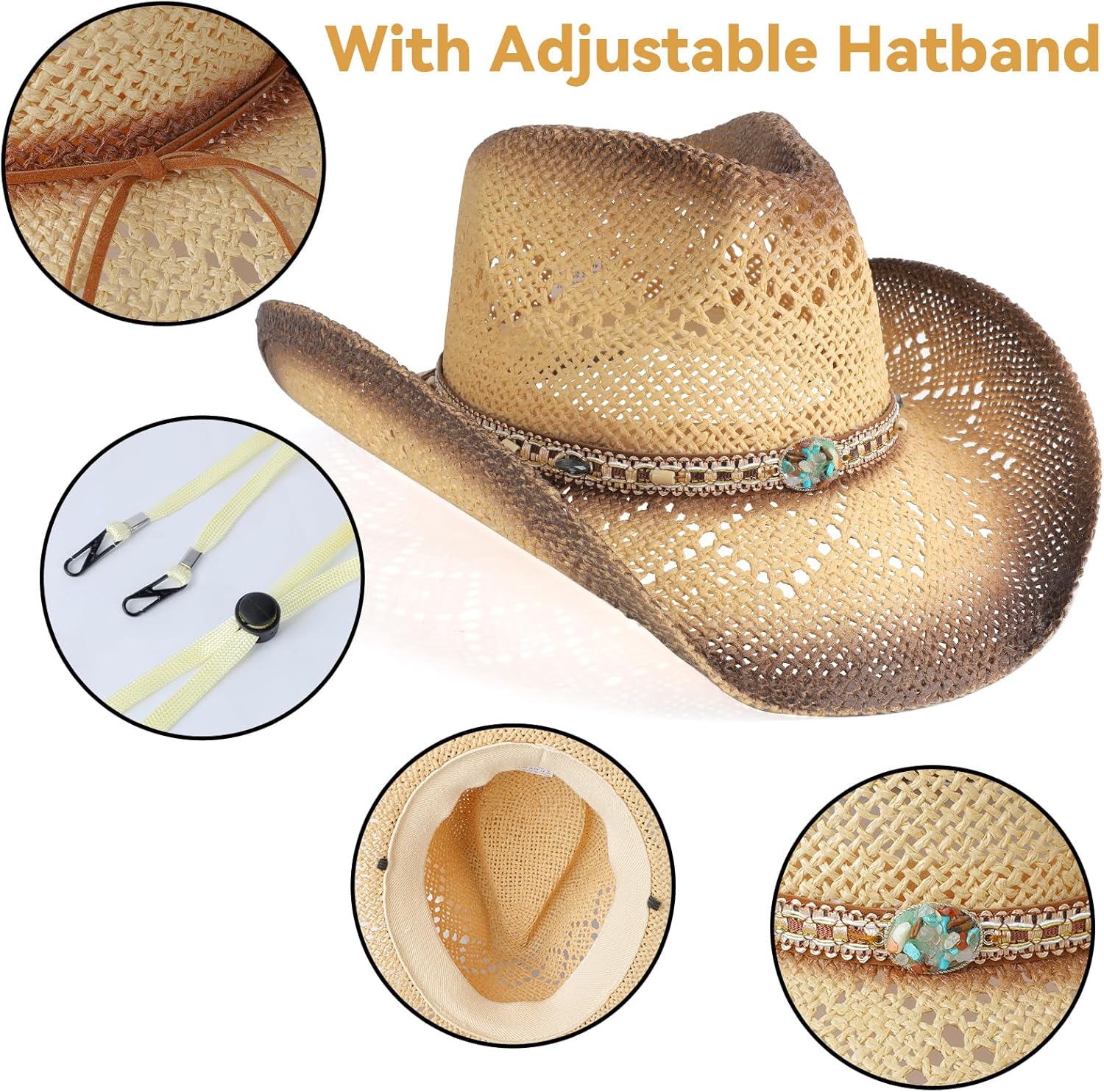 Stylish Shapeable Brim Cowboy Hat for Women and Men - Tawny & Coffee Color, Perfect for Any Western Adventure