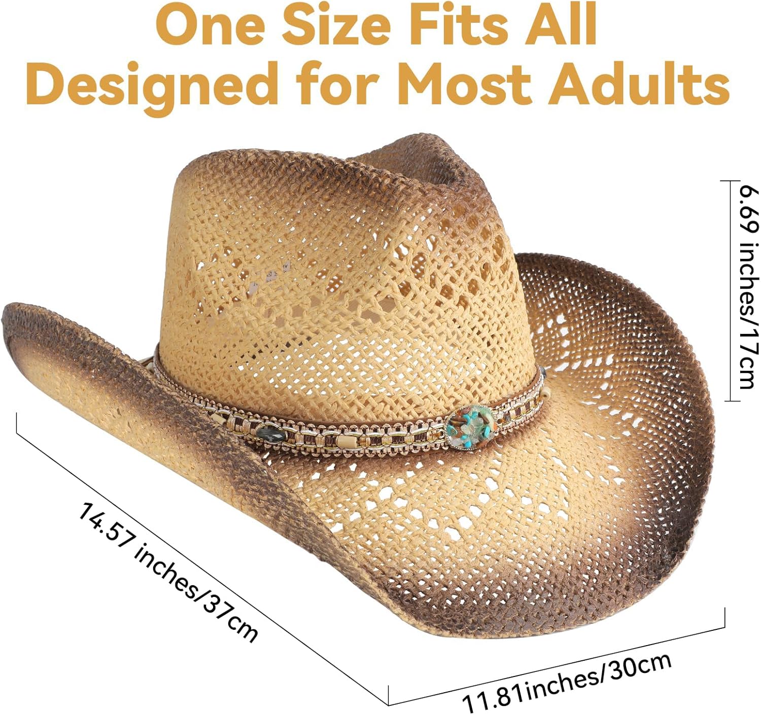 Stylish Shapeable Brim Cowboy Hat for Women and Men - Tawny & Coffee Color, Perfect for Any Western Adventure
