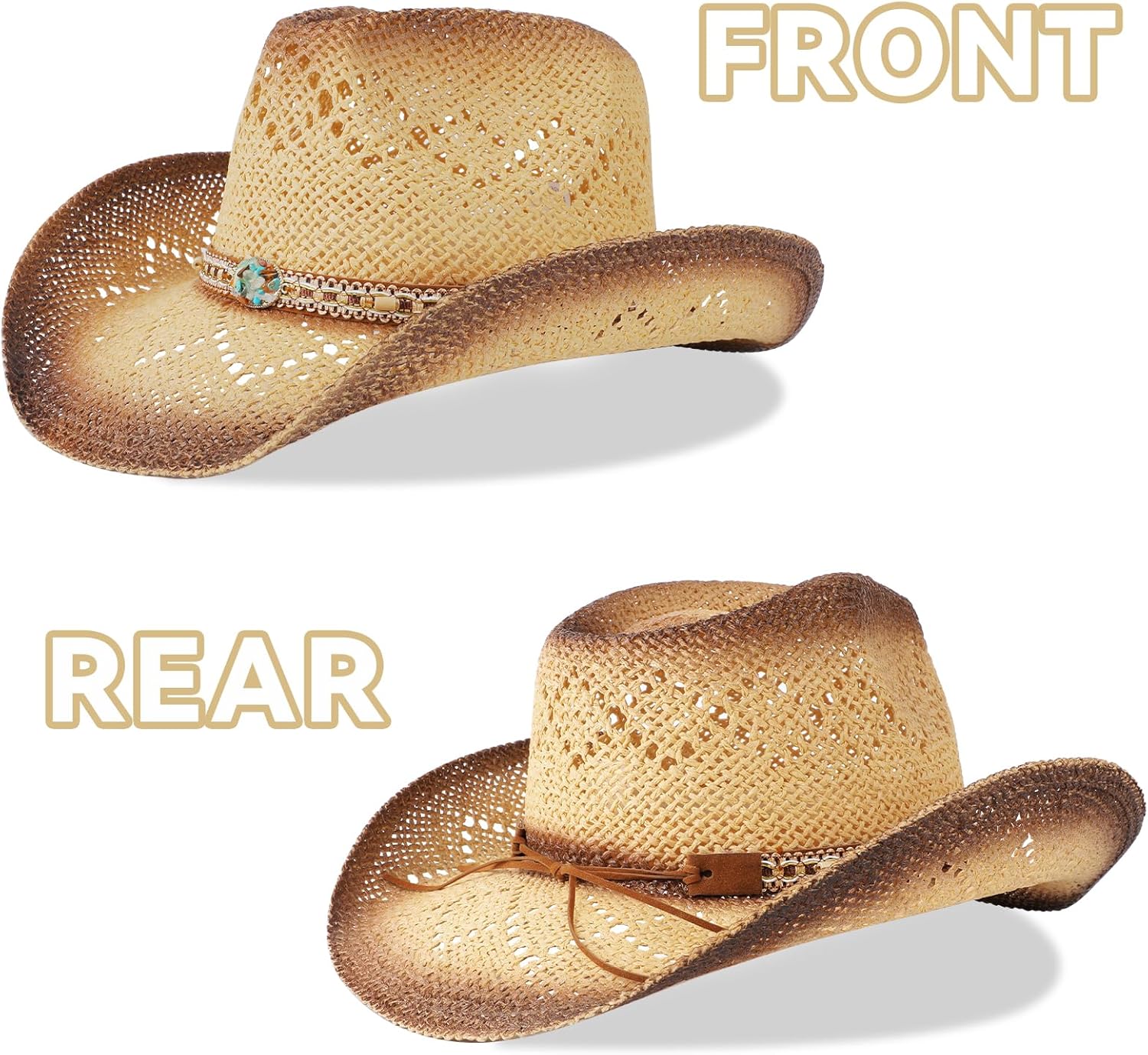 Stylish Shapeable Brim Cowboy Hat for Women and Men - Tawny & Coffee Color, Perfect for Any Western Adventure