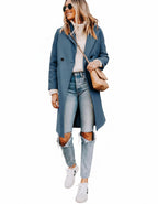 Hooever Women's Winter Wool Coat - Elegant Casual Notch Lapel Single-Breasted Peacoat for Cold Weather Style