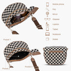 Canvas Crossbody Bag for Women - Checkered Design