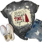 Merry Christmas Short Sleeve Casual Graphic T Shirt for Women