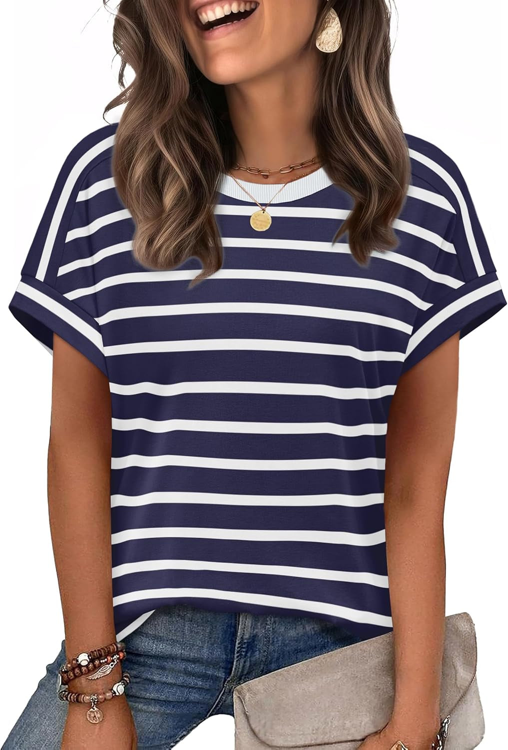 Women's Cap Sleeve Crew Neck T-Shirt