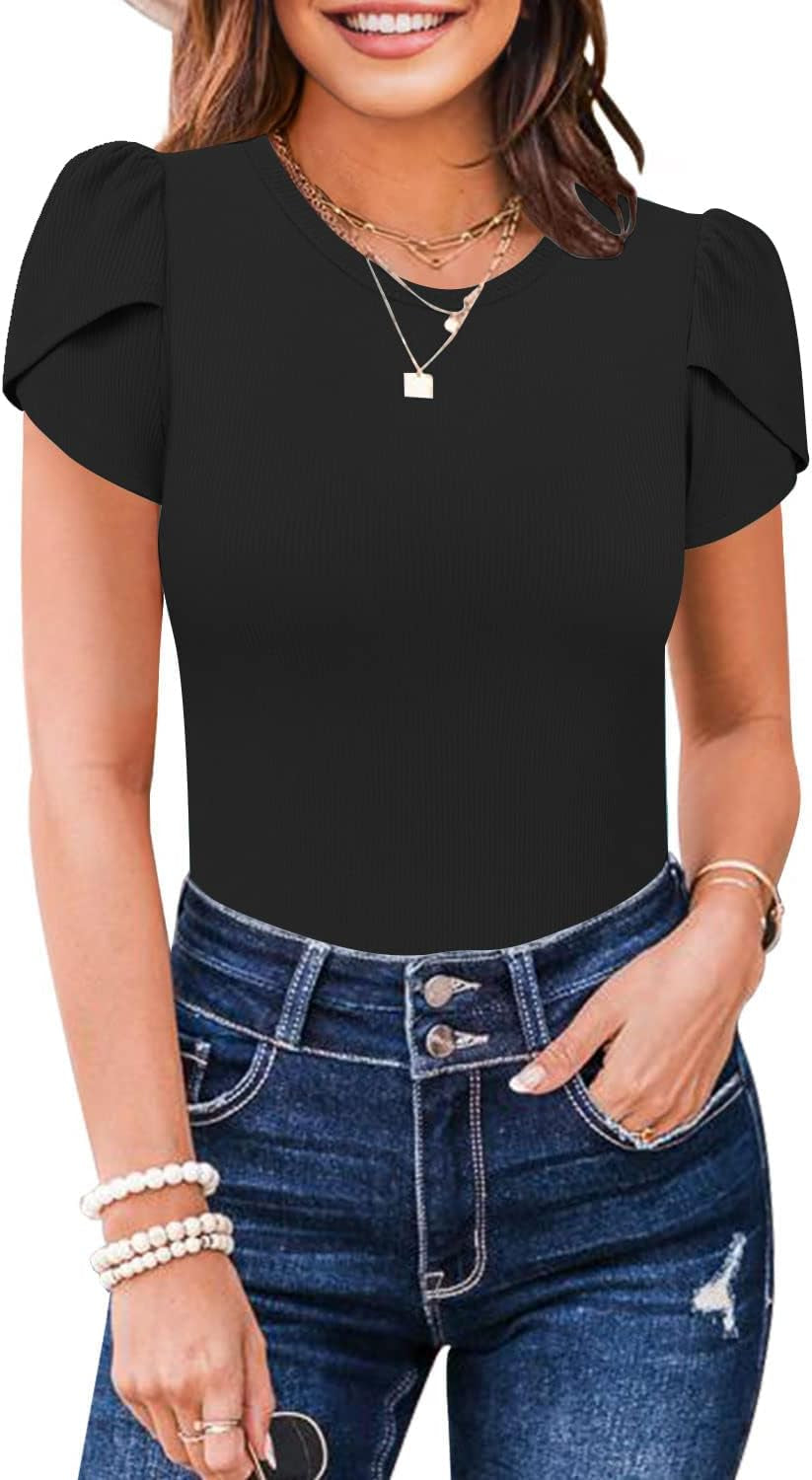 Women's Ribbed Petal Sleeve Bodysuit