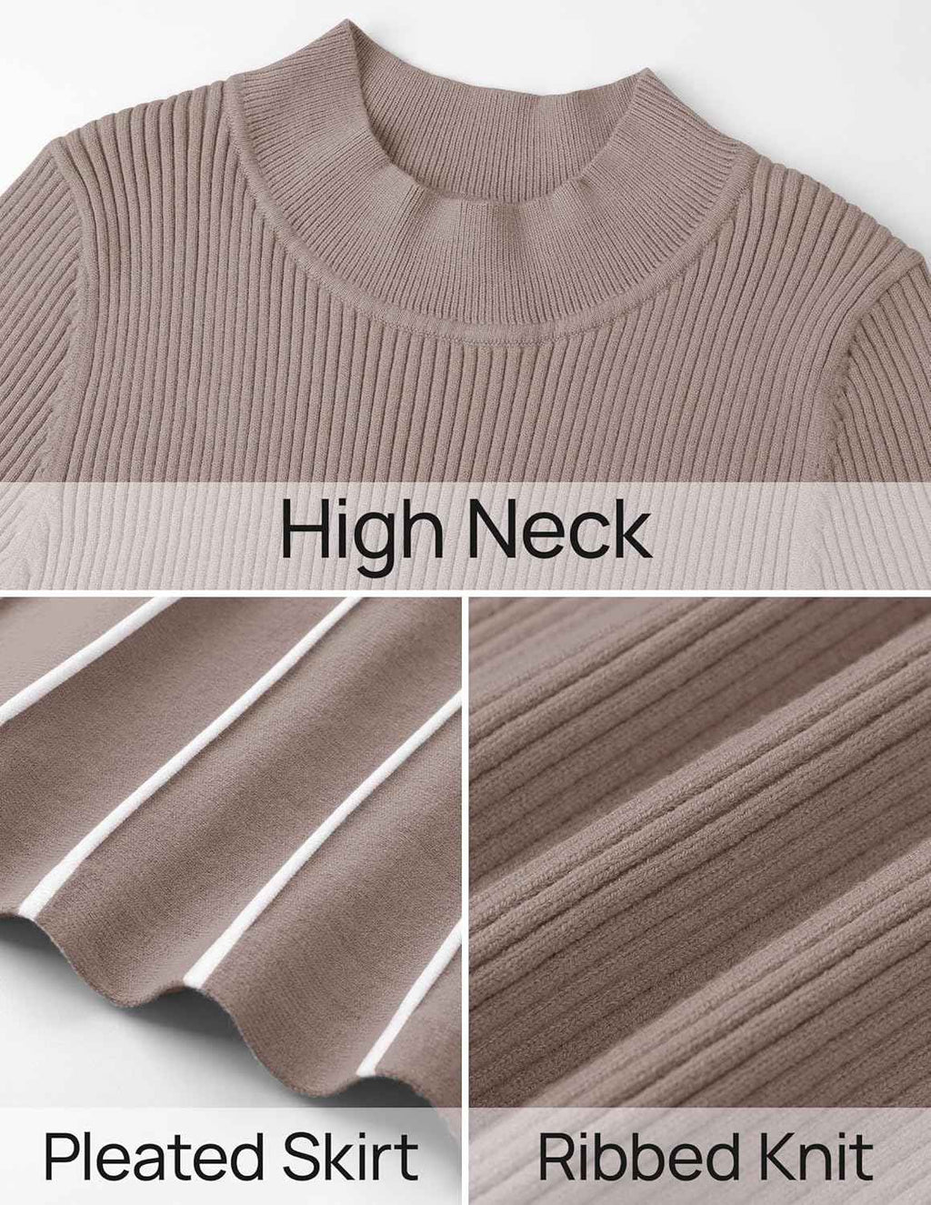 Womens Turtleneck Long Sleeve Tie Waist Sweater Midi Dress