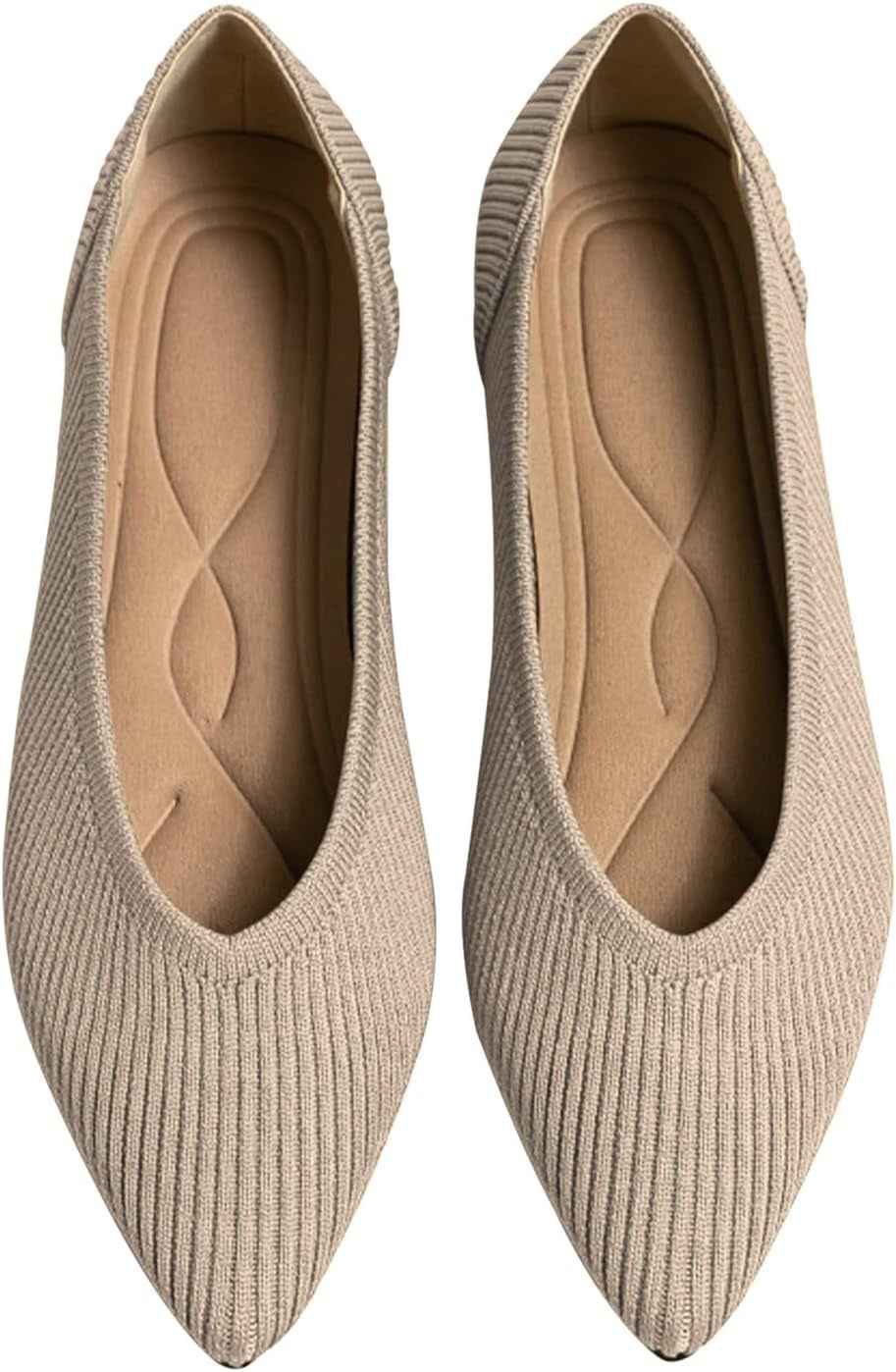 Women's Pointed Toe Knit Ballet Flats - Comfortable Dressy Slip-On Shoes