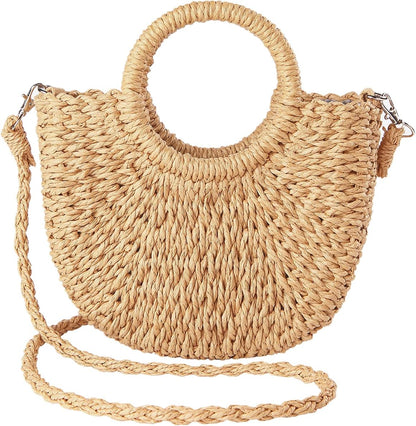 Chic JOLLQUE Straw Beach Bag - Stylish Mini Crochet Crossbody Purse for Women