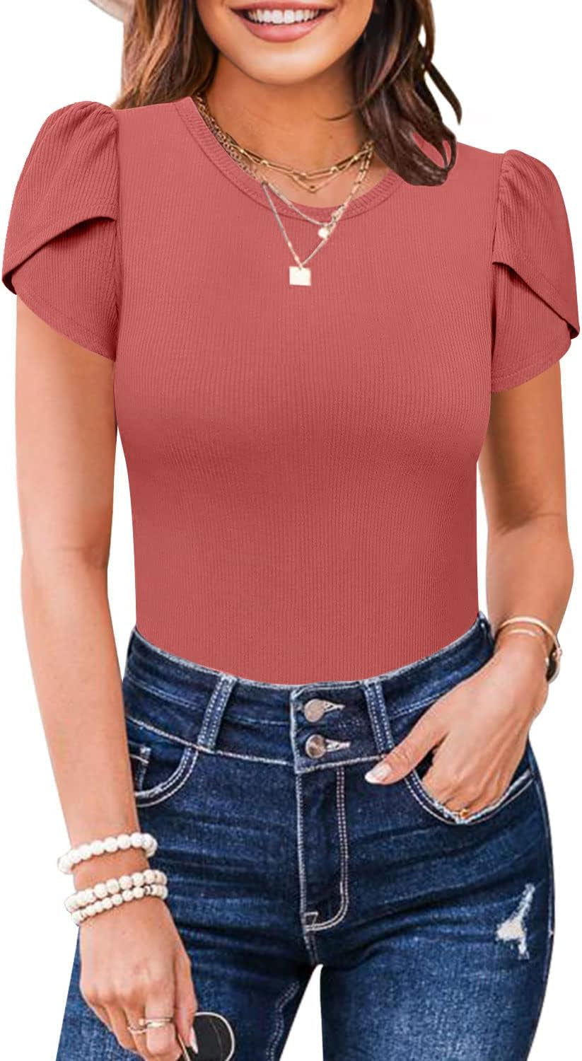 Women's Ribbed Petal Sleeve Bodysuit