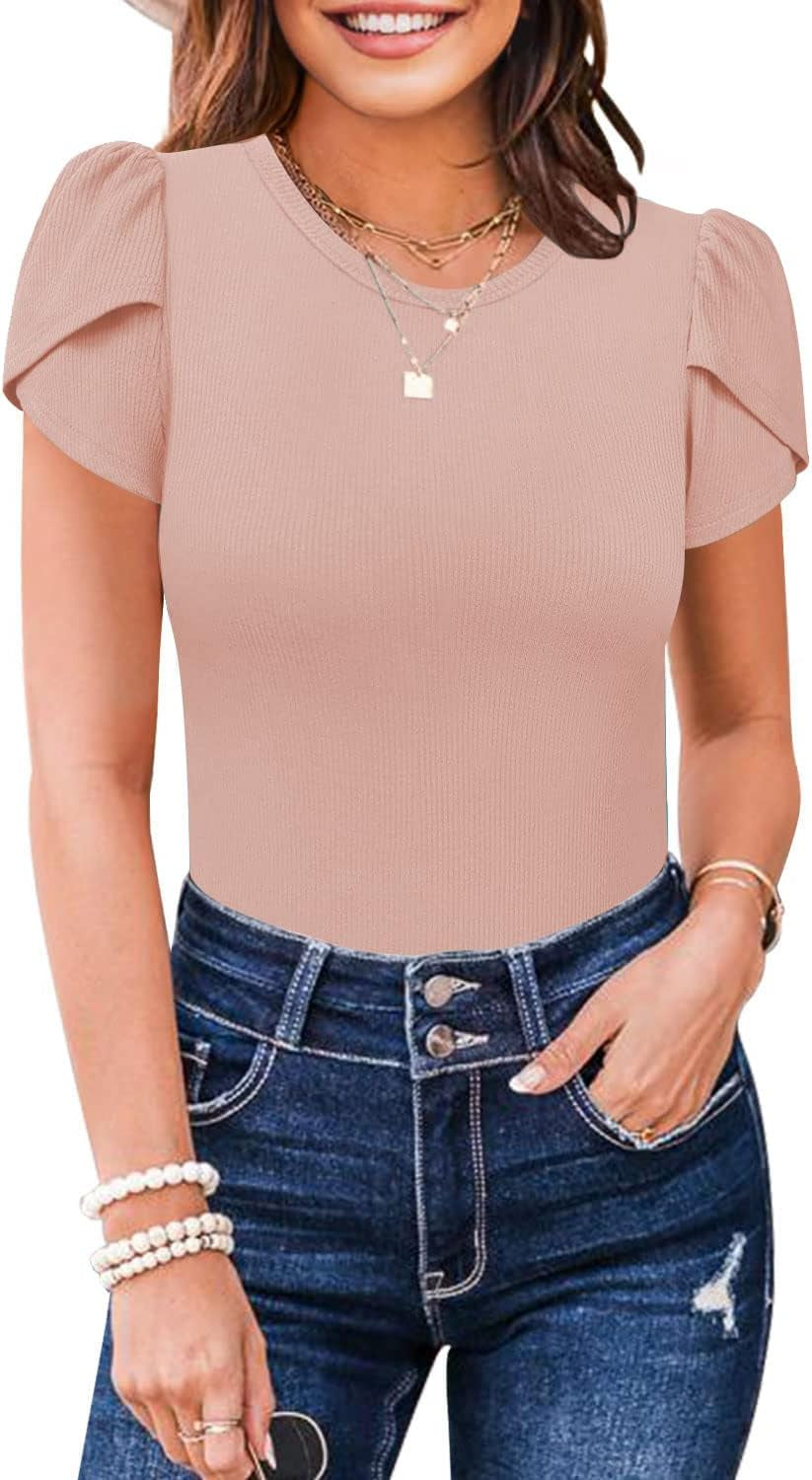 Women's Ribbed Petal Sleeve Bodysuit