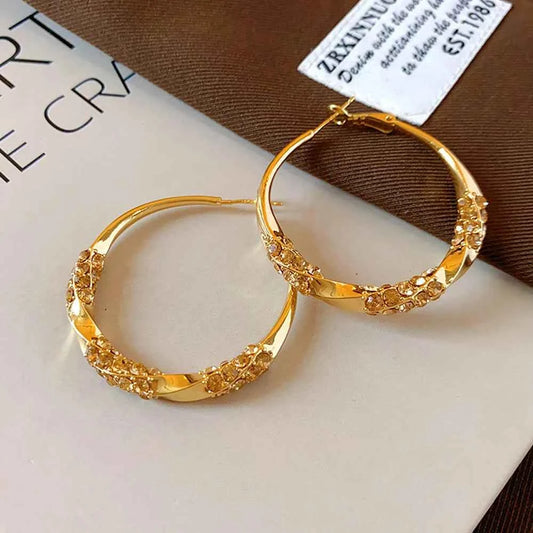Crystal Hoop Earrings - Elegant Spiral Design for Women