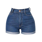 Women Wrapped Hip High Waist Rolled up Shorts with plus Size