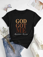 Women's GOD GOT ME Casual round Neck Short Sleeved T-Shirt - Cyndora