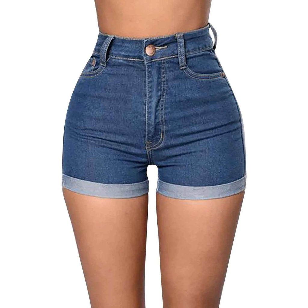 Women Wrapped Hip High Waist Rolled up Shorts with plus Size