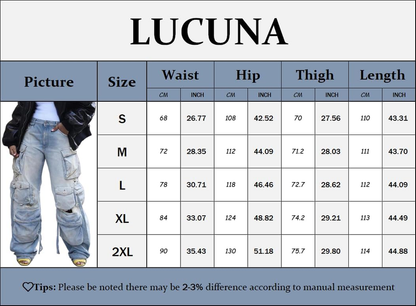 Pantalones cargo de mezclilla de mujer de cintura alta