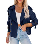 ARTFREE Women Short Double Breasted Trench Coat - Cyndora