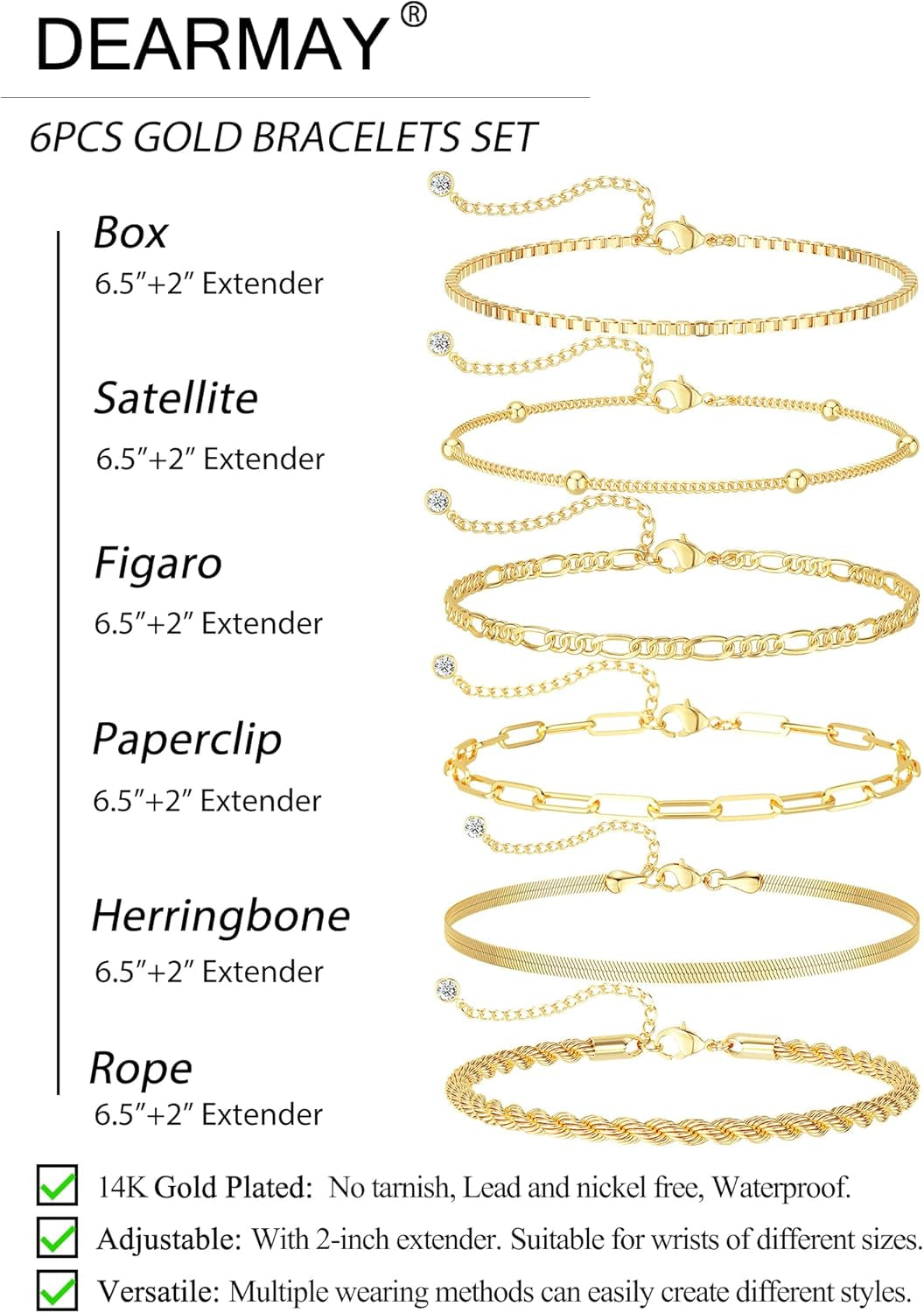 Dearmay 14K Gold Plated Bracelet Set