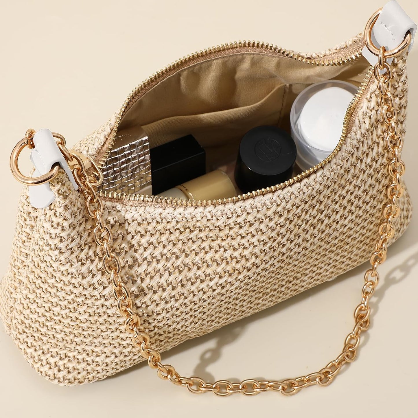 Stylish Crochet Straw Boho Shoulder Beach Bag for Effortless Summer Vibes