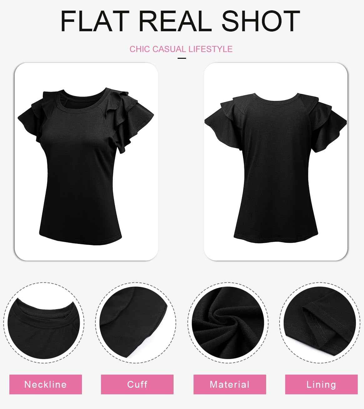 Women's Casual Slim Fit Ruffle Short Sleeve Top
