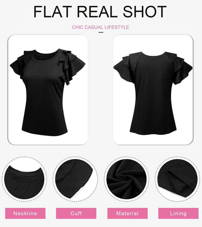 Women's Casual Slim Fit Ruffle Short Sleeve Top