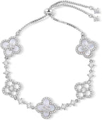18K Gold Plated Clover Bracelet for Women | Elegant Four Leaf Flower Charm Bracelet