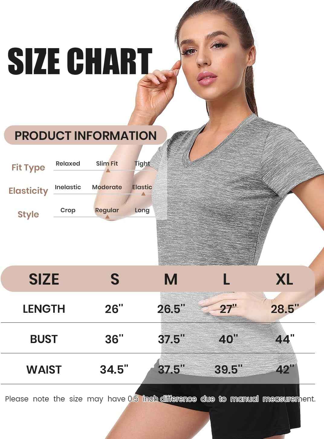 5-Pack Women's Short Sleeve Dry Fit T-Shirt - Moisture Wicking Athletic V-Neck Tee