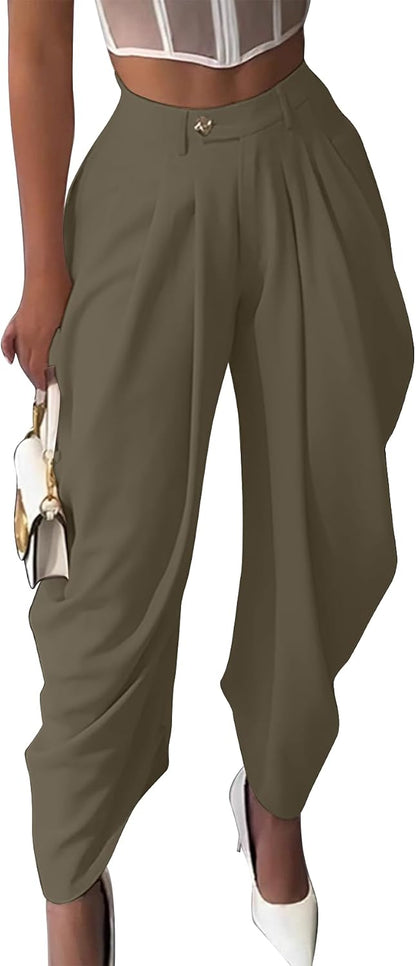 Women's High Waisted Wide Leg Dress Palazzo Pants 