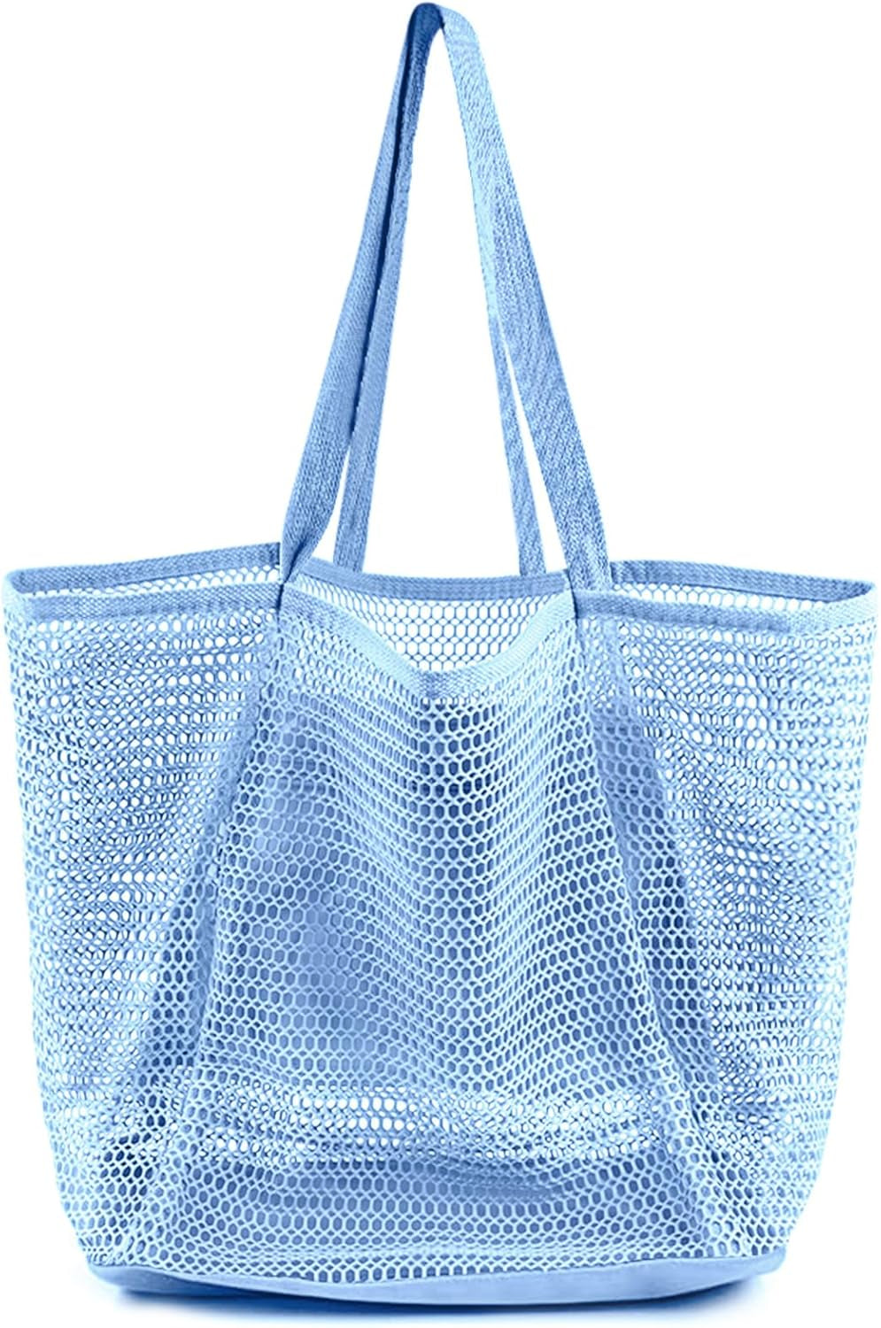 Stylish HOHOM Tan Beach Bag for Women - Versatile Summer Travel Mesh Tote with Large Inner Pocket and Sandproof Design