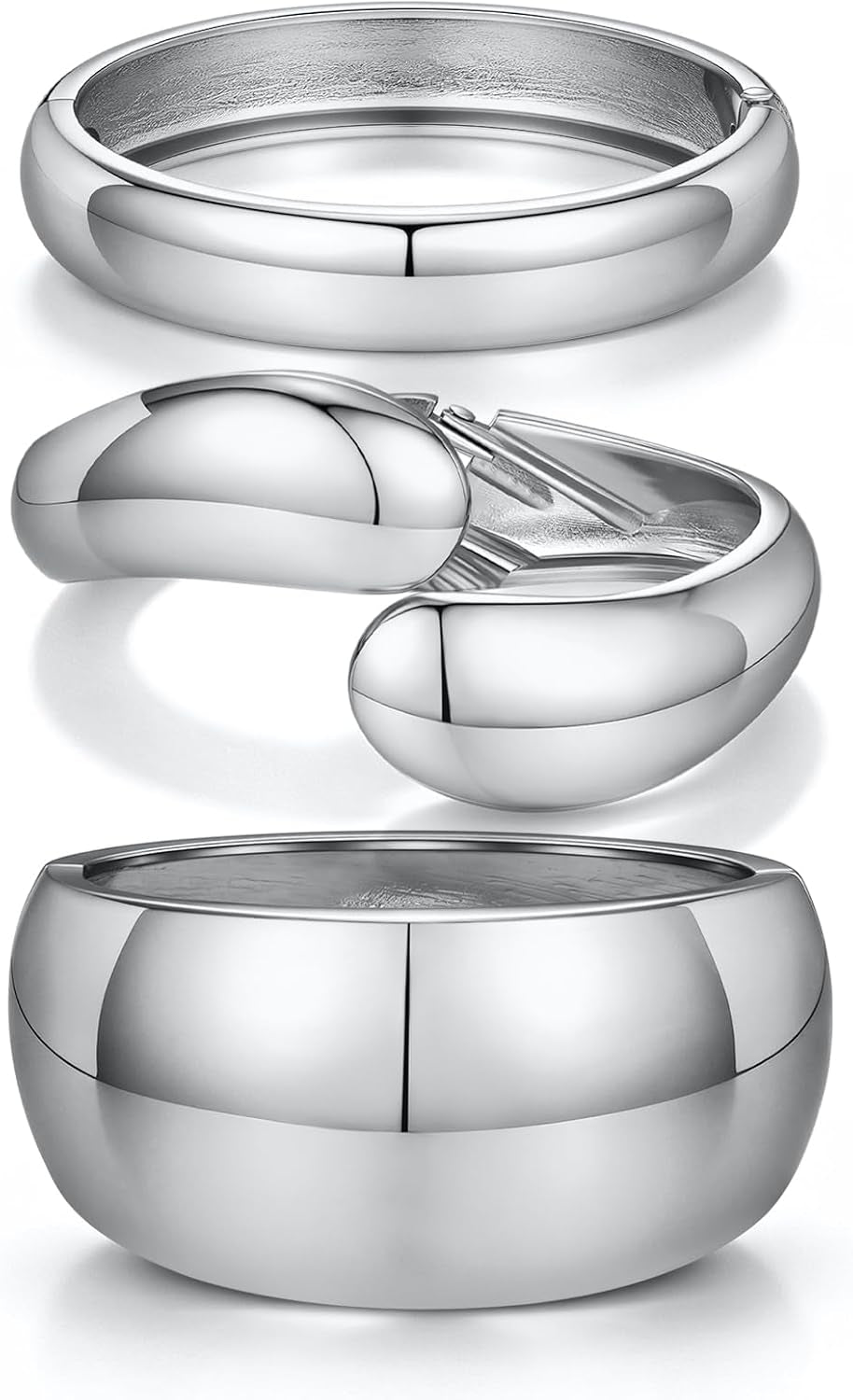 14K Gold Plated Chunky Bangle Bracelet Set
