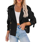 ARTFREE Women Short Double Breasted Trench Coat - Cyndora