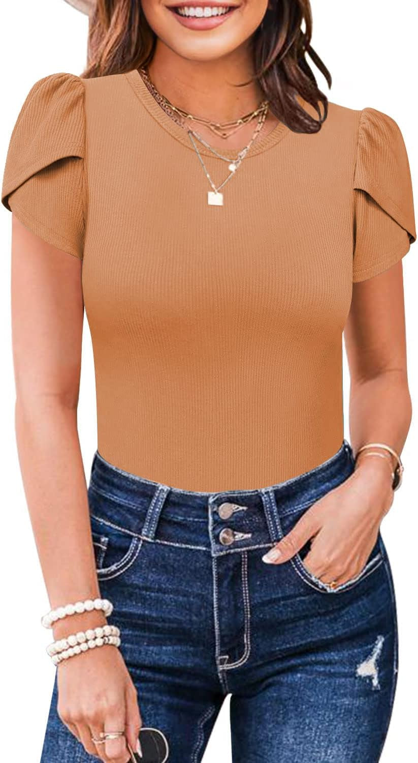 Women's Ribbed Petal Sleeve Bodysuit