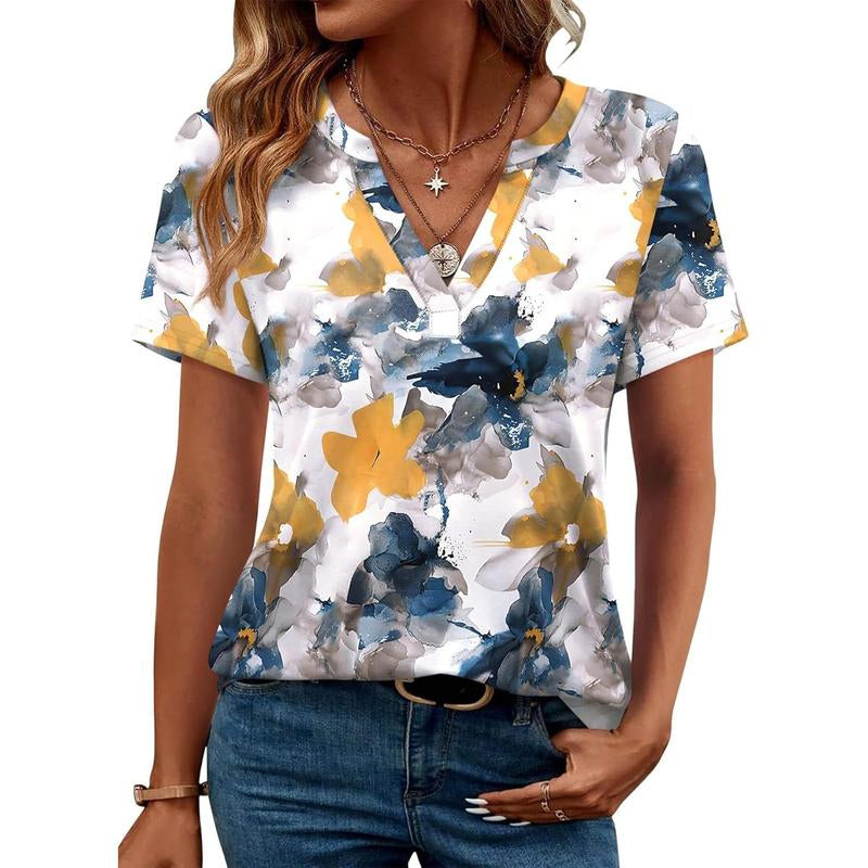 Womens Short Sleeve V Neck Top