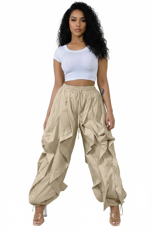 Women's Ruffle Cargo Jogger Pants