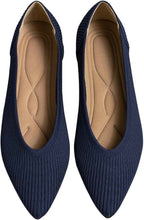 Women's Pointed Toe Knit Ballet Flats - Comfortable Dressy Slip-On Shoes